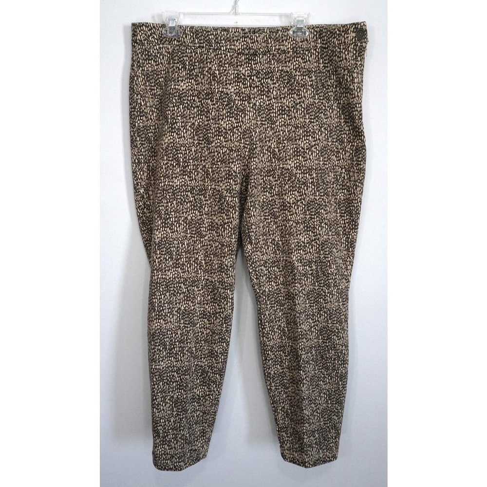 CHICOS Platinum Tan Black Animal Cat Print Jeans Pants Size 3 XL US 16